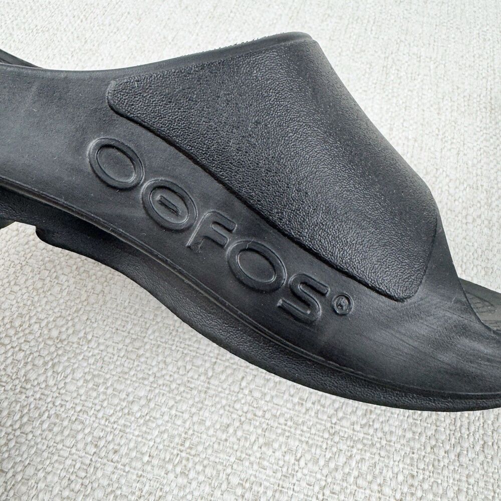 OOFOS OOAHH Sport Flex Slides Black Recovery Sandals Shoes - Picture 10 of 16